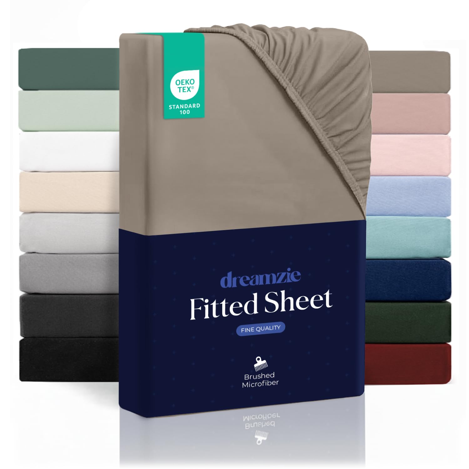 Dreamzie Fitted Sheet 100 x 200 cm - 100% Microfraser - Fitted Sheet for Thick Mattresses up to 33 cm - Linen - Tested for Harmful Substances (Oeko Tex), Bed Sheet with Elastic Band — image 1