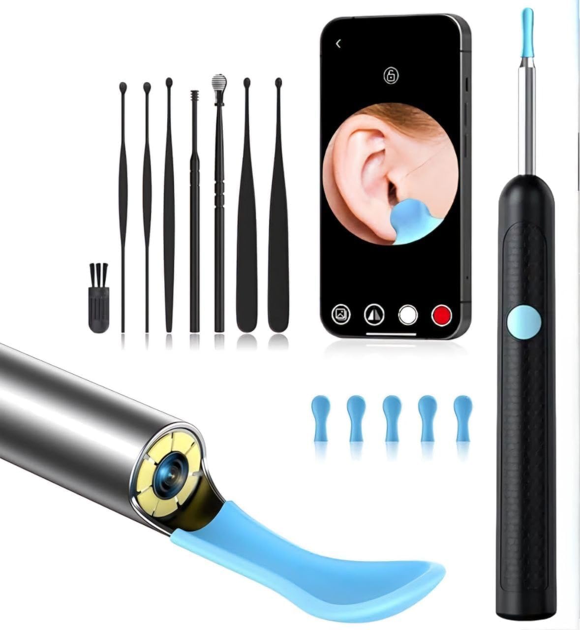 Vrati Creation Ear Wax Removal Kit with Camera – 1080P HD Otoscope Ear Cleaner with Light & Soft Cap, Ear Cleaning Tool for iPhone, iPad & Android Smartphones (Multicolor) (Style 2)-image-42