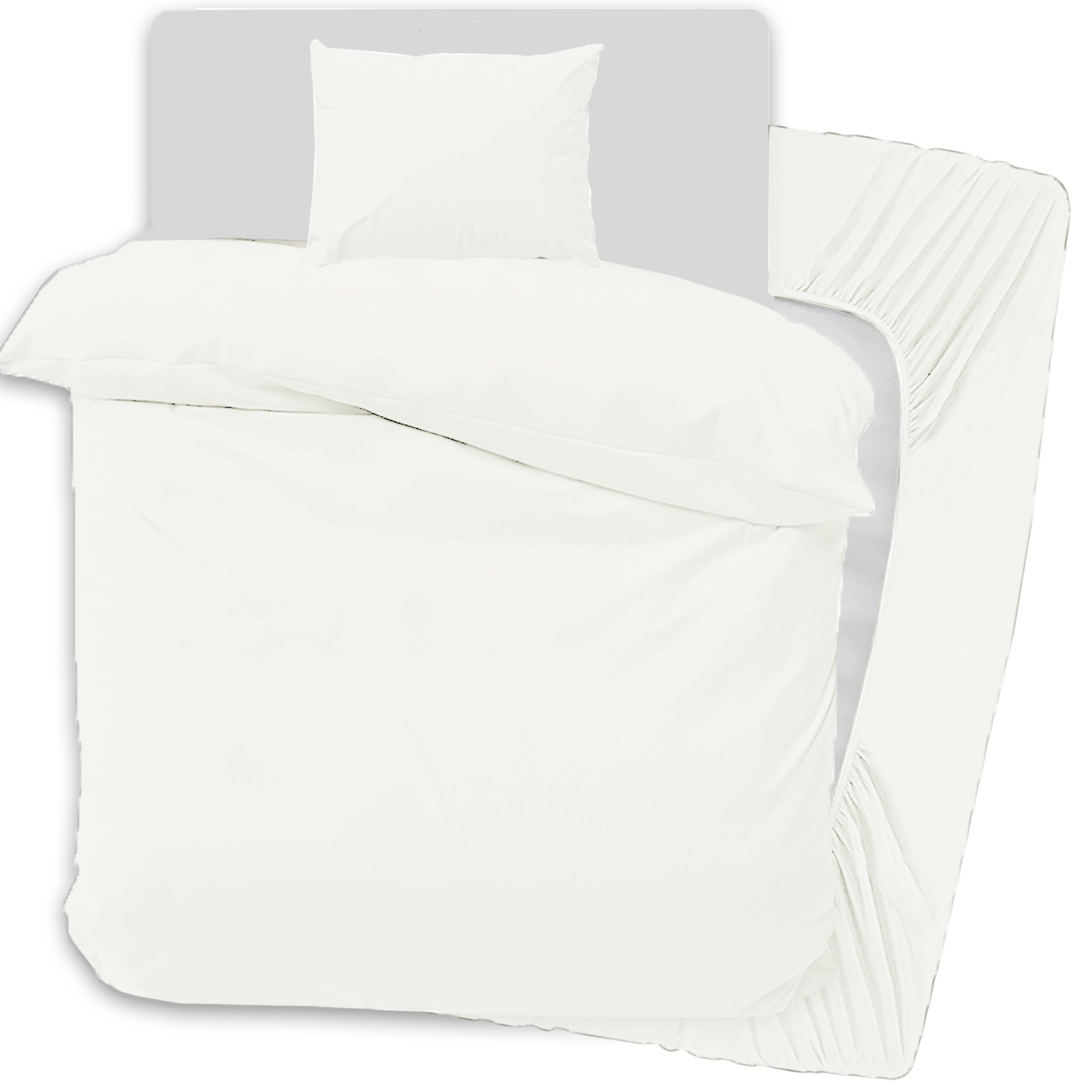 PRIME LINENS 3 Pcs Duvet Cover Set with Matching Fitted Sheet 30 cm Deep & 1 Pillowcase - Soft Breathable Premium Microfibre Quilt Cover Bedding Set (Cream, Single)