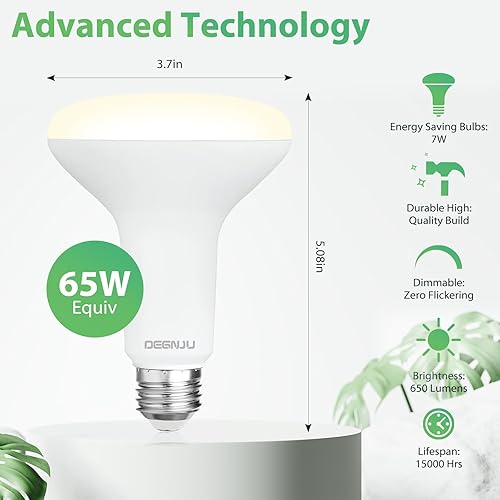 Miniatura 8 de Paquete de 24 bombillas de inundación para interiores, bombilla LED BR30 equivalente a 7 W 65 W, bombillas empotrables regulables, 650 lúmenes, 3000