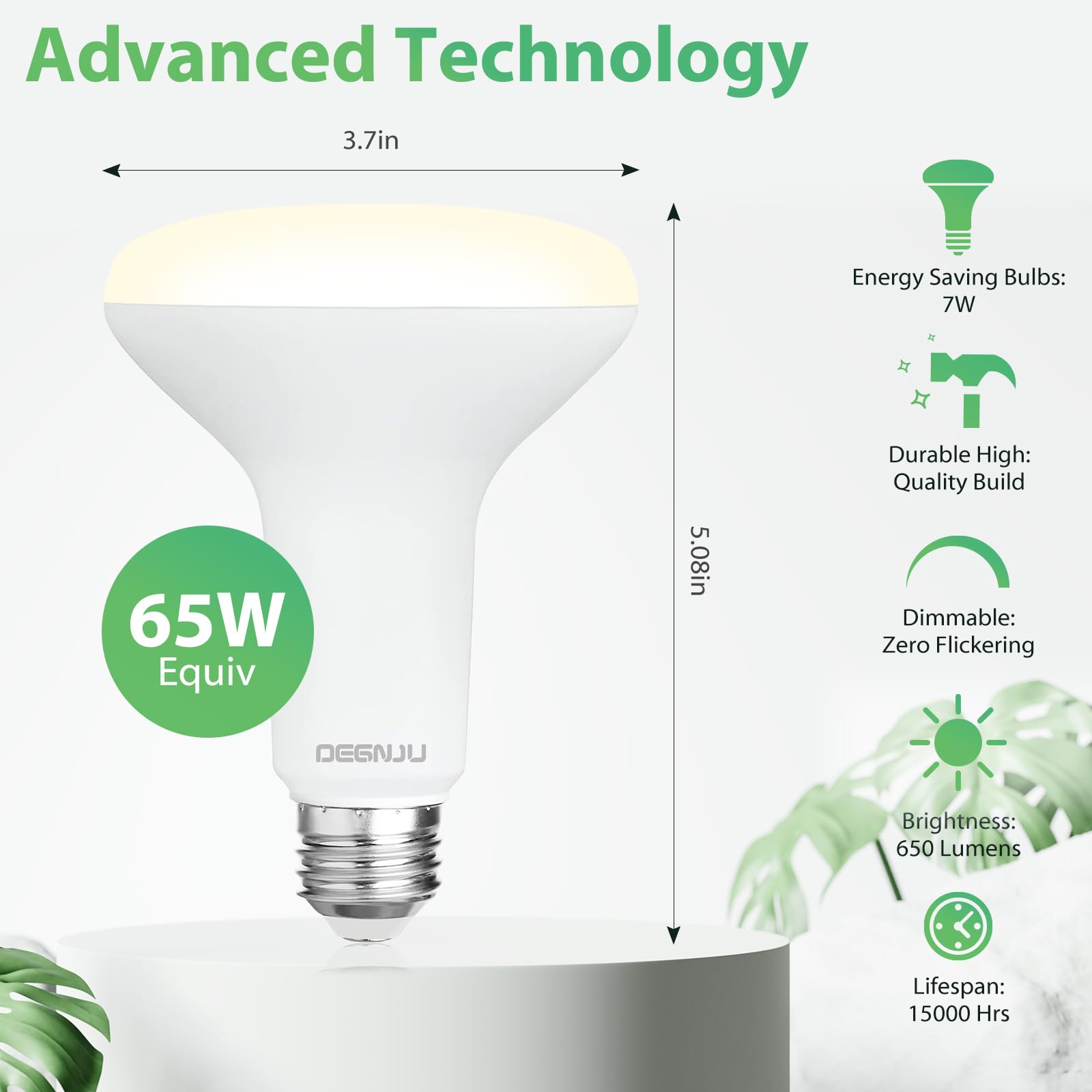 12 Pack BR30 LED Recessed Light Bulb Dimmable Indoor Flood Light Bulbs CRI80 7W Equivalent 65W 3000K Warm — view 8