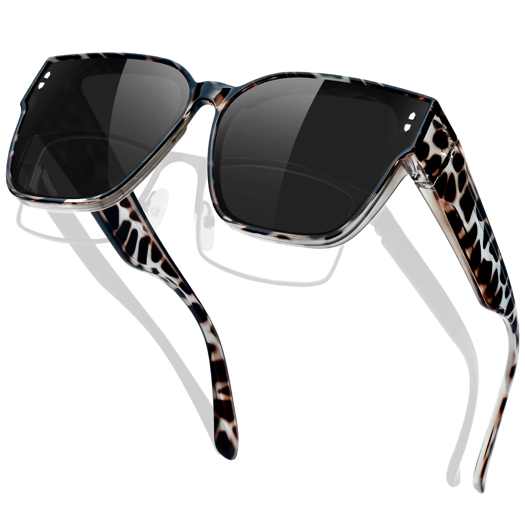 KANASTAL Surlunettes de Soleil Homme Femme Polarisées UV400 Élégantes Carrées Oversize Monture TR90 Tendance