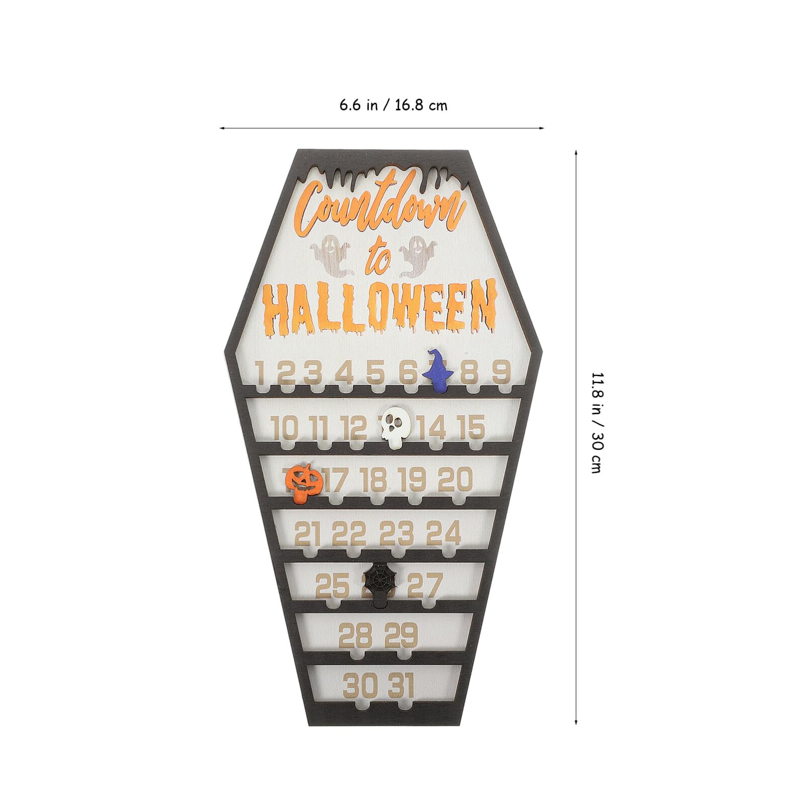 ifundom Halloween-countdown-kalender aus Holz in Sargform Adventskalender für Dekoration und Zählen der Tage
