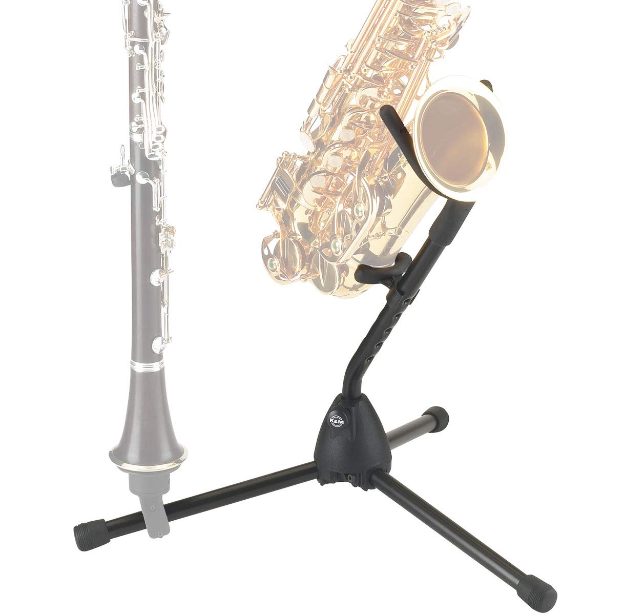 K&M 14300 Saxophonständer Alt Tenor Stativ-Halterung + keepdrum Notenschlüssel Anhänger