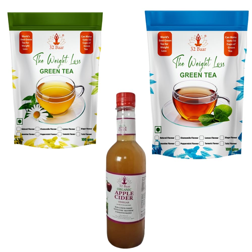 32 Baar Chamomile & Natural Flavoured Tea + Apple Cider Vinegar Combo | Green Tea & Organic Apple Cider Vinegar | Antioxidant-Rich (B0D89WCD8R) Amazon Price History, Amazon Price Tracker