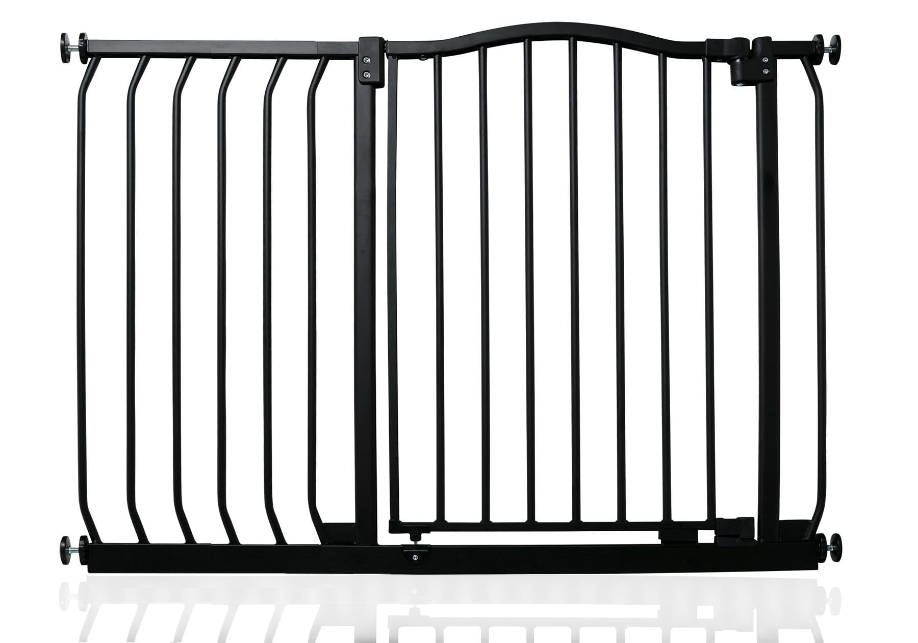 Safetots Brama Bezpieczenstwa z Zaokraglonym Górnym Elementem, 98 cm - 107 cm, Matowa Czarna, Brama Naciskowa do Schodów, Brama Dla Dzieci do Drzwi, Bariera Bezpieczenstwa, Latwa Instalacja