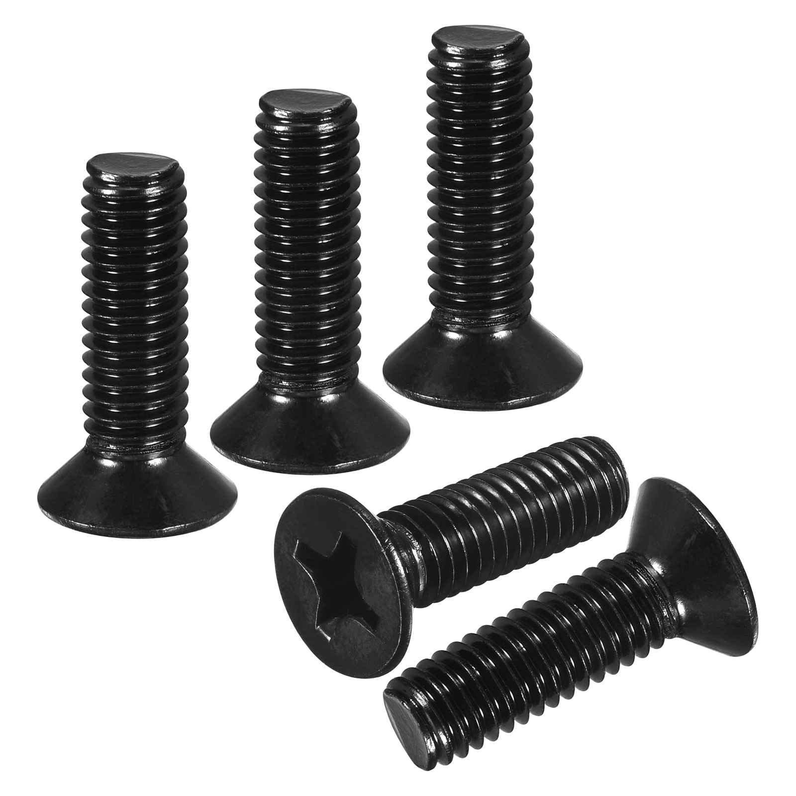 DTGN 1/4"-20x1" Flat Head Countersunk Machine Screws - 50pcs - Good for Furniture and Machinery - 304 Stainless Steel Phillips Machine Screws Bolts - Black Oxide Finish — image 1