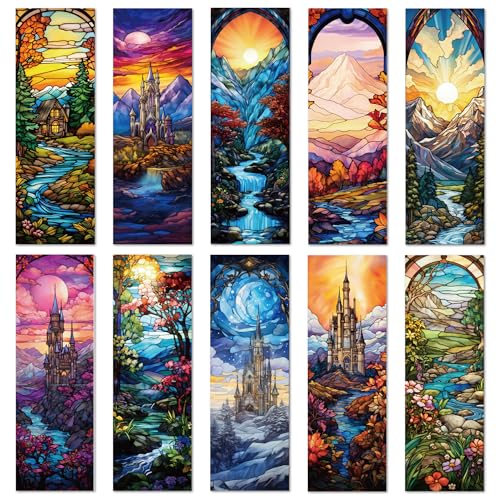 Celavoy Fantasy Acotar Bookmark Gifts - 10 Pcs Personalized Stained Glass Bookmarks for Women Book Lovers Dark Romance Vintage Page Marks Reading Accessories Bookish Gift for Birthday Back to School