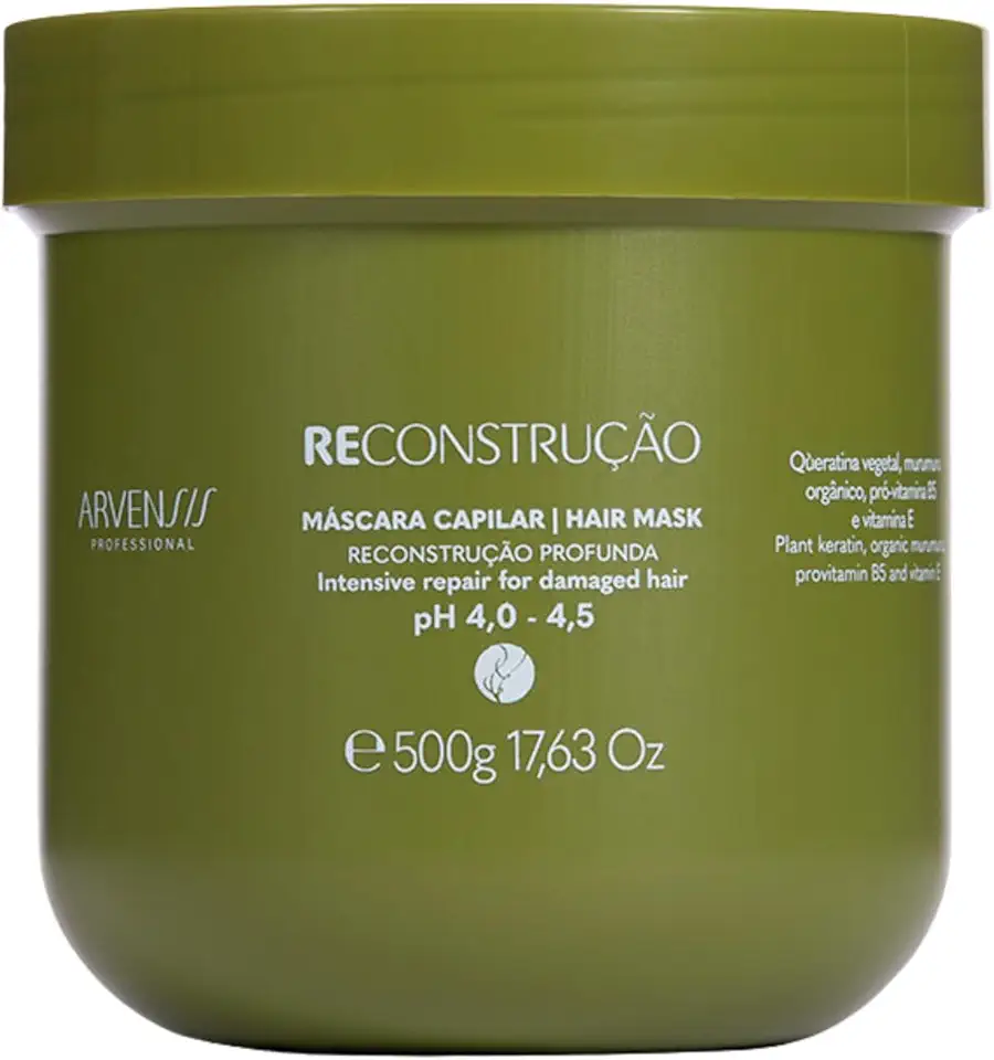 Arvensis – Máscara Capilar Reconstrução 500g | Força, Brilho, Reconstrução Profunda, Vegana, Para Cabelos Danificados