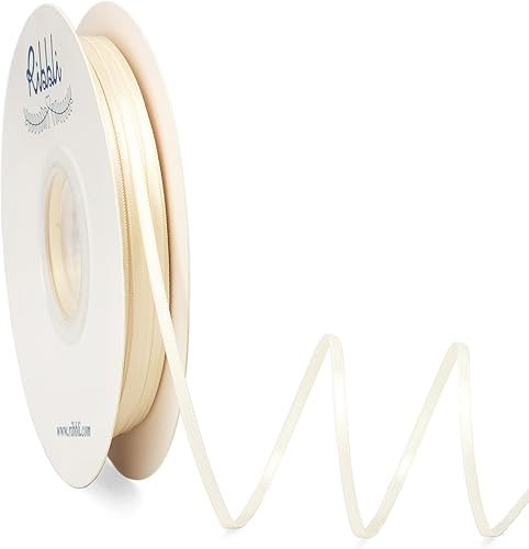 Miniatura 34 de Ribbli - Cinta de satén de 1/8 pulgadas x 100 yardas, cinta dorada fina de doble cara para uso en tarjetas de invitación de boda, envoltura
