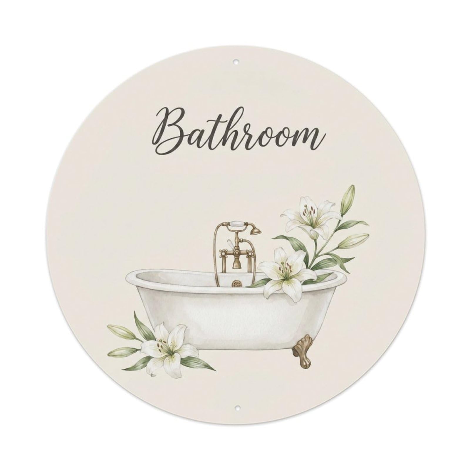 Yrnq Vintage Style Bathroom Lily Elegant Bathroom Decor Vintage Metal Tin Sign Plaque Wall Decor For Cafe, Club, Garden Round Metal Poster 8X8inch