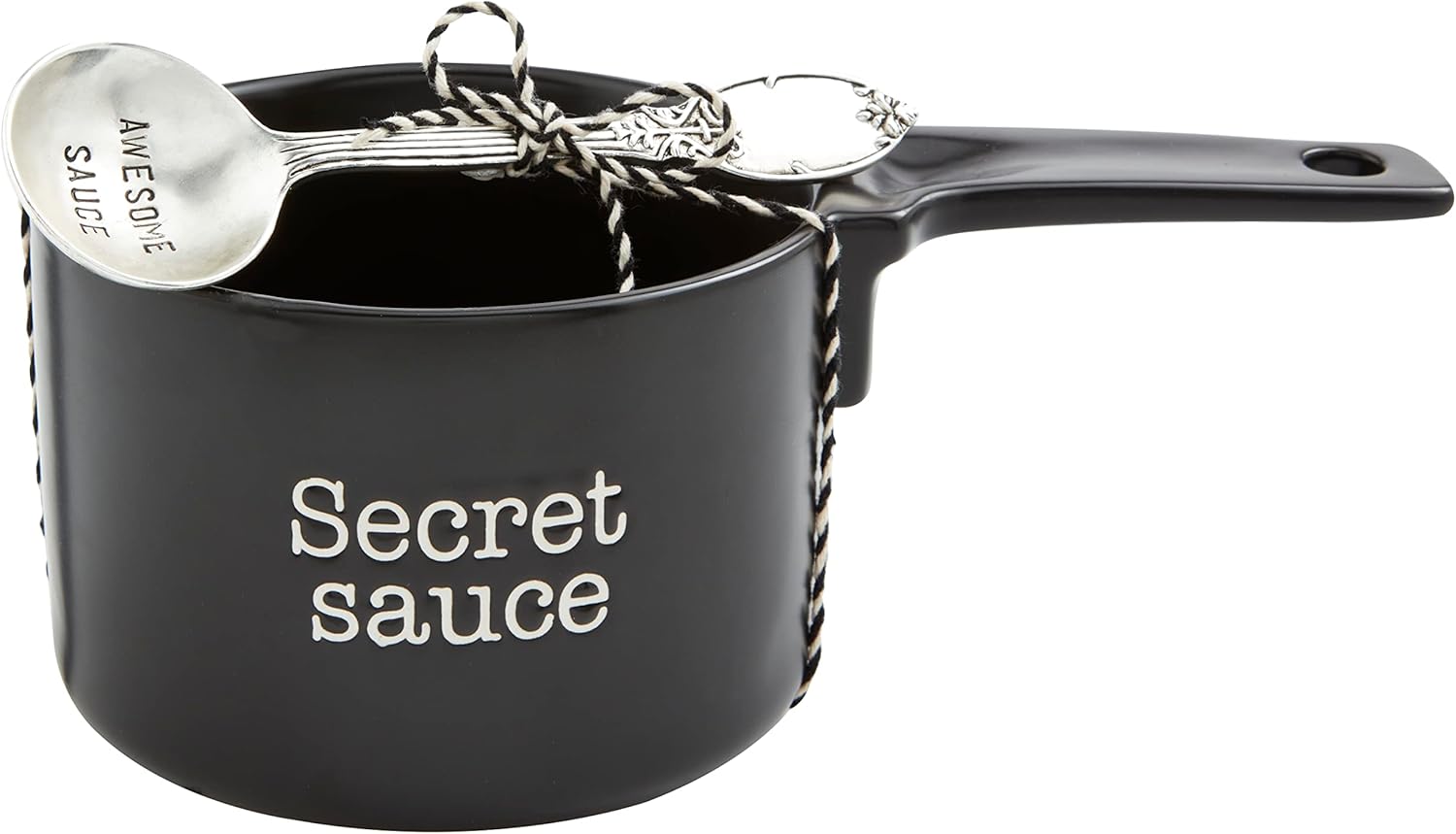 Mud Pie Secret Sauce Dish Set; dish 3 1/2" x 9" | spoon 6"