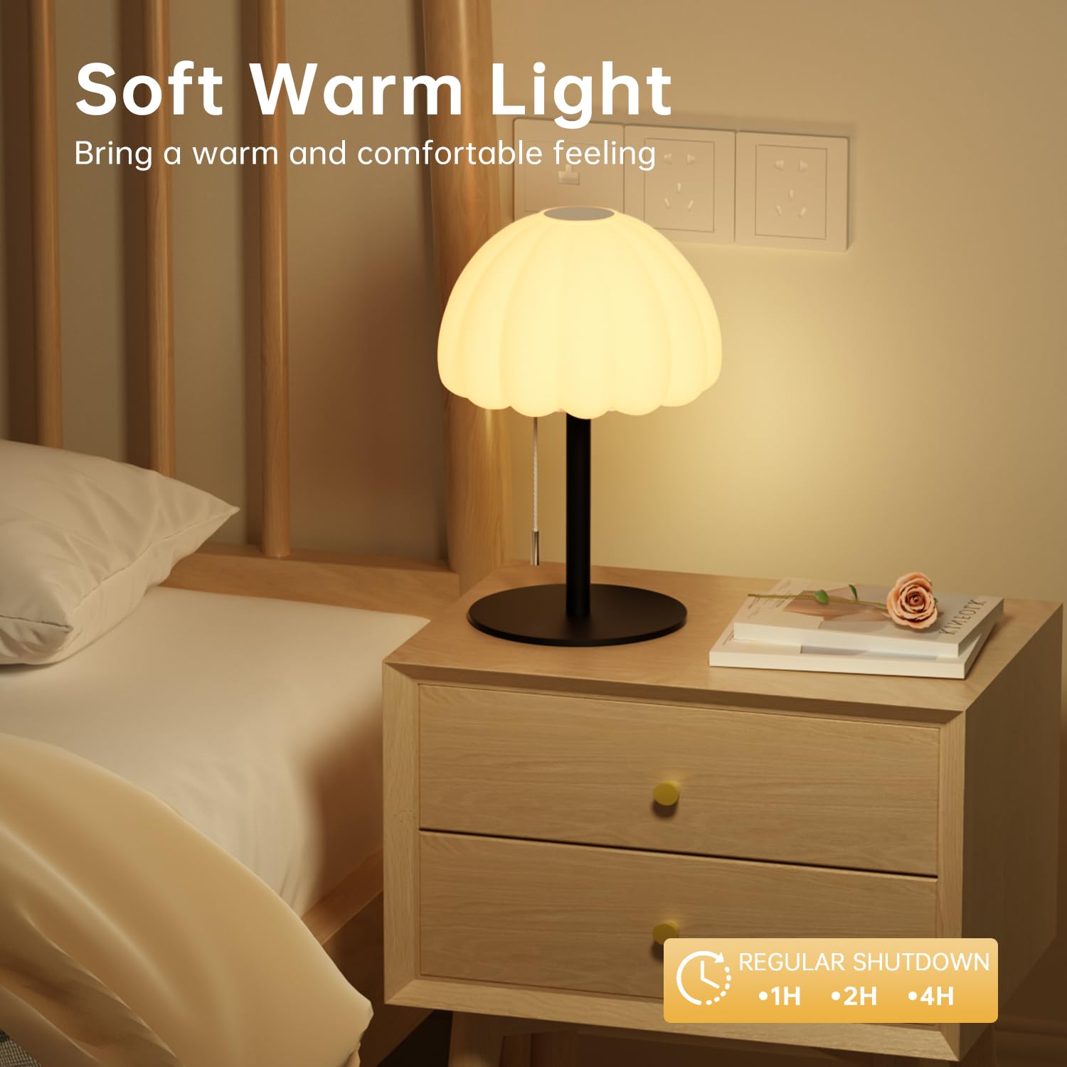 Lampada da comodino touch, modalità RGB, dimmerabile, piccola lampada per camera da letto, lampade da tavolo a catena con 4 modalità di illuminazione, lampada da comodino multicolore per