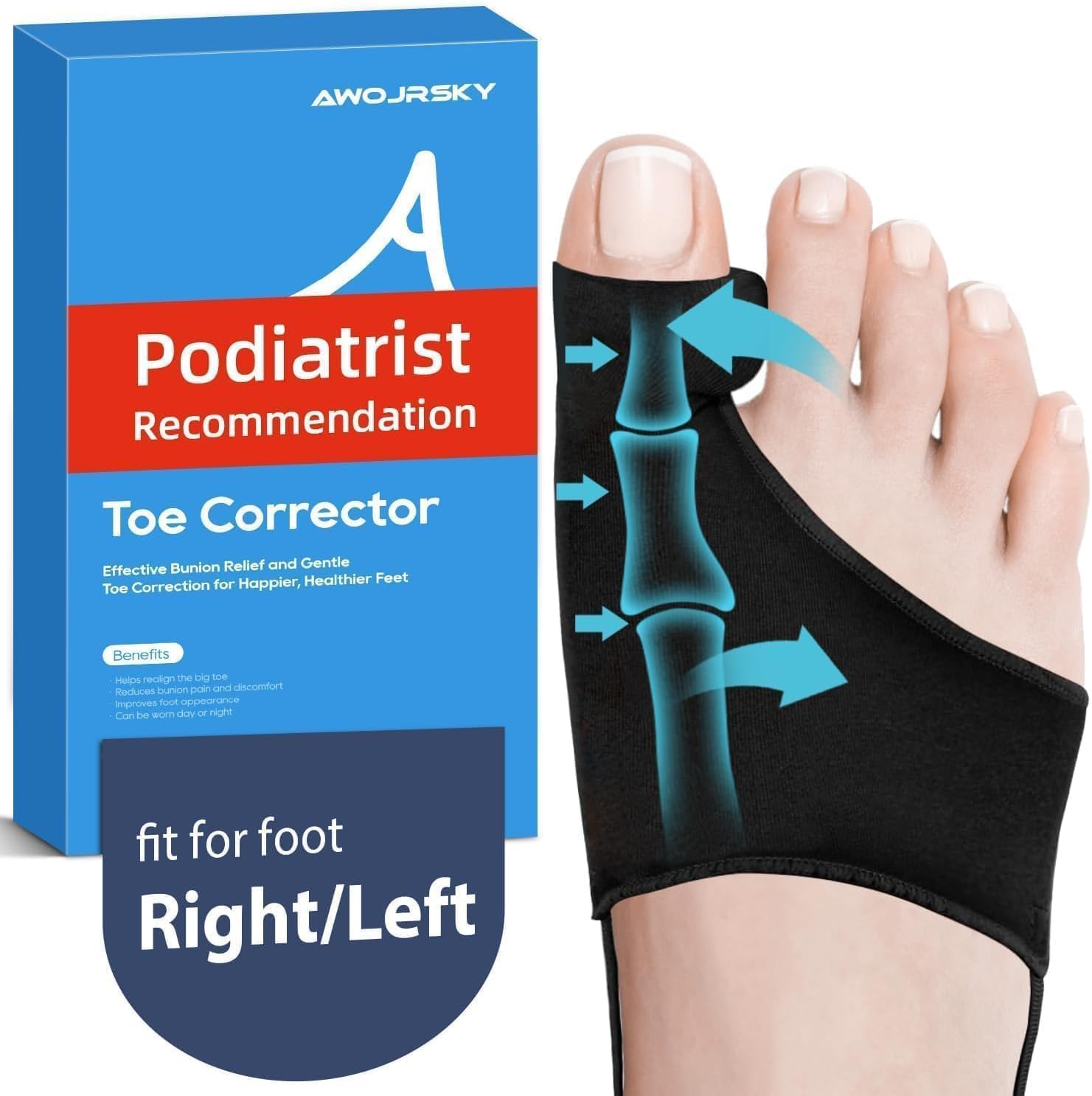 Bunion Corrector for Women Big Toe Straightener Bunion Corrector for Men, Relief splints Reduce Pain and Correct Toe Alignment, Brace Day/Night, fit for R/L,Washable(Black)