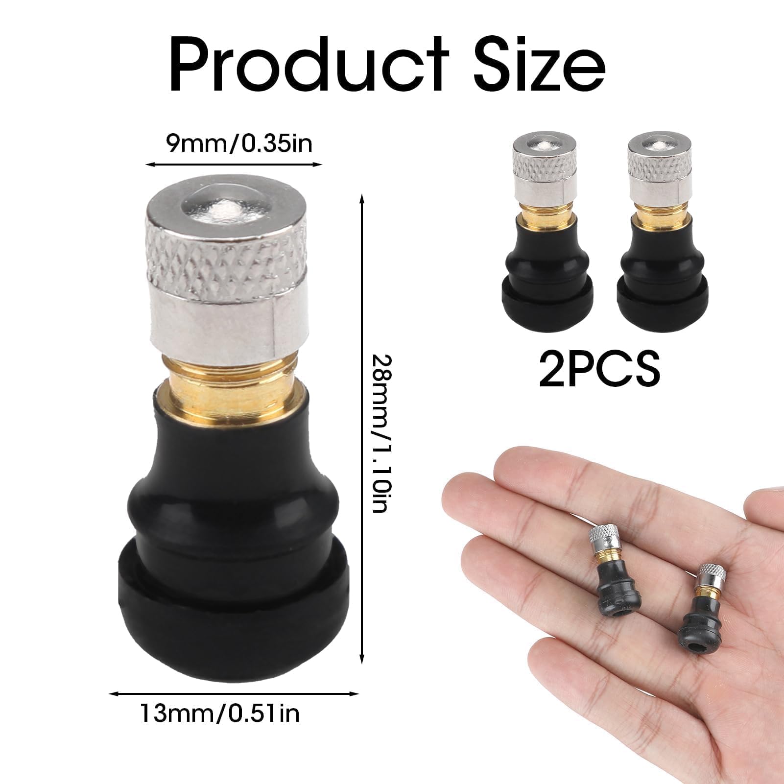 Bezdętkowy zawór do opon do skutera elektrycznego Ninebot Max G30, Xiaomi M365 Pro 2 itd. – 24 mm, prosta konstrukcja, 2 sztuki w opakowaniu