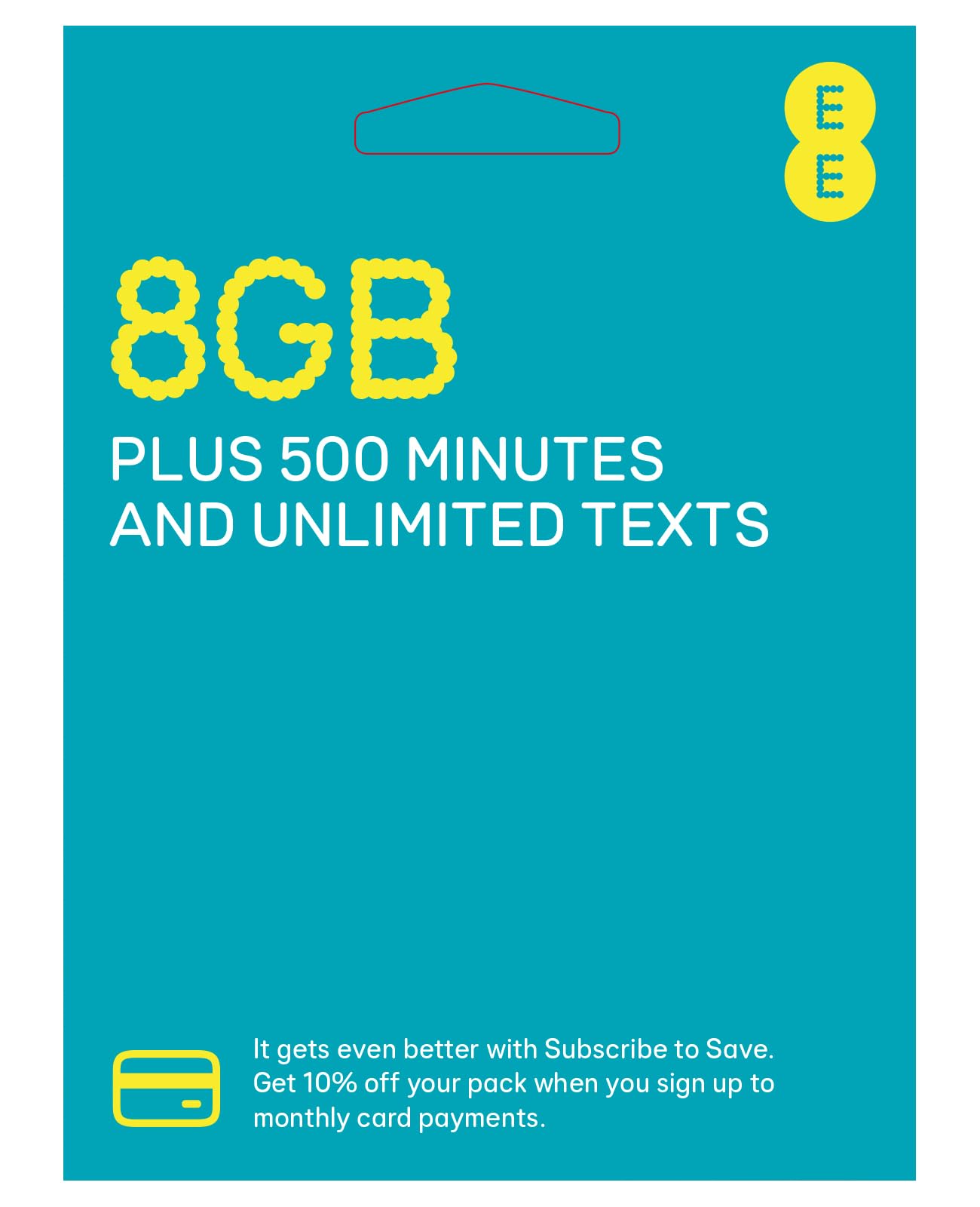 – EE Pay As You Go SIM Card UK PREPAID PAYG £10 Bundle - 8GB + Unltd Texts & 500 Mins