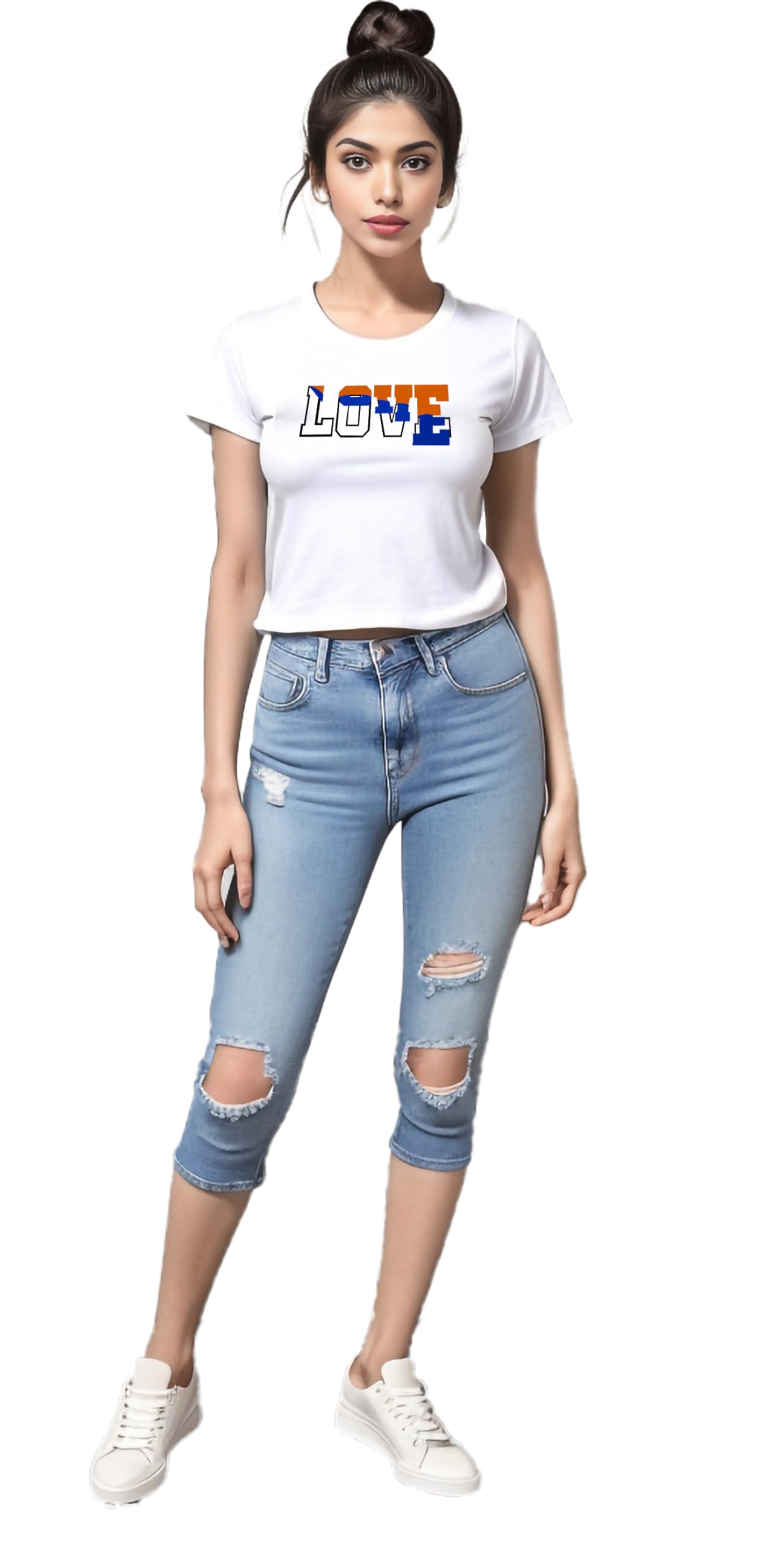 KATCH KLOTHING Women's Printed Round Nek Half Sleeve Crop Top/T-Shirt for Casual, Office