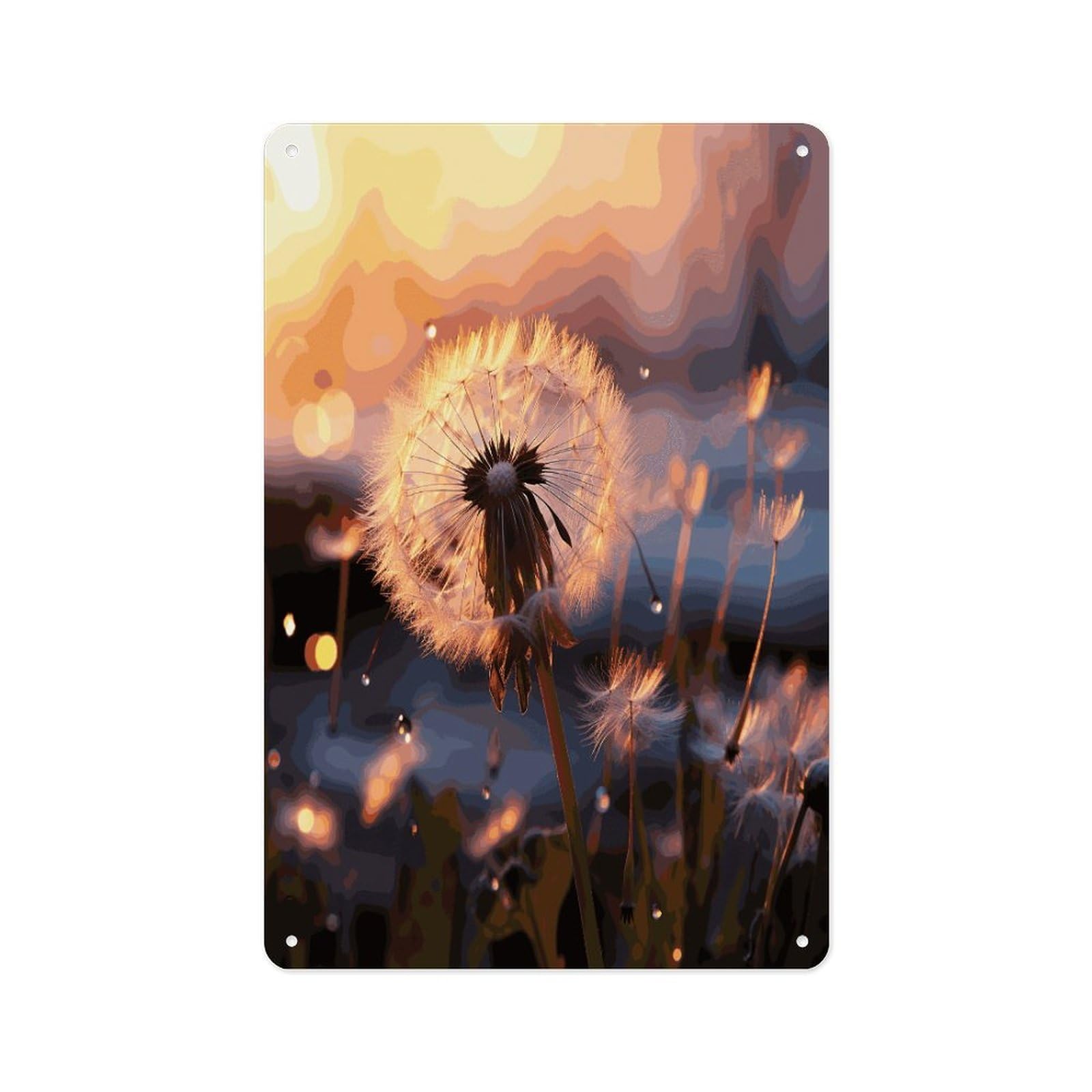 Fekiloot Style Dandelion Flower Wall Decor Metal Signs Tin Signs Poster
