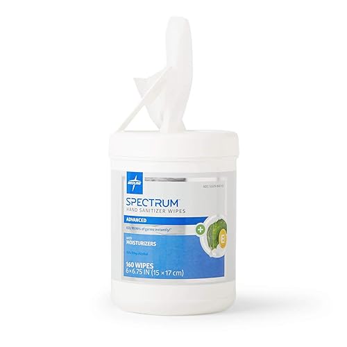 Medline Spectrum Advanced - Toallitas desinfectantes para manos con aloe y vitamina E, antibacterianas e hidratantes, tamaño a granel, 160 toallitas