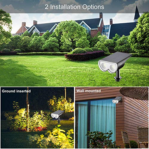 Linkind StarRay Solar Spot Lights Outdoor, 16 LEDs IP67 Waterproof Dusk-to-Dawn Solar Landscape Spotlights, 6500K Daylight Wall Lights, Solar Outdoor Lights for Garden Yard Driveway Walkway, 2 Pack