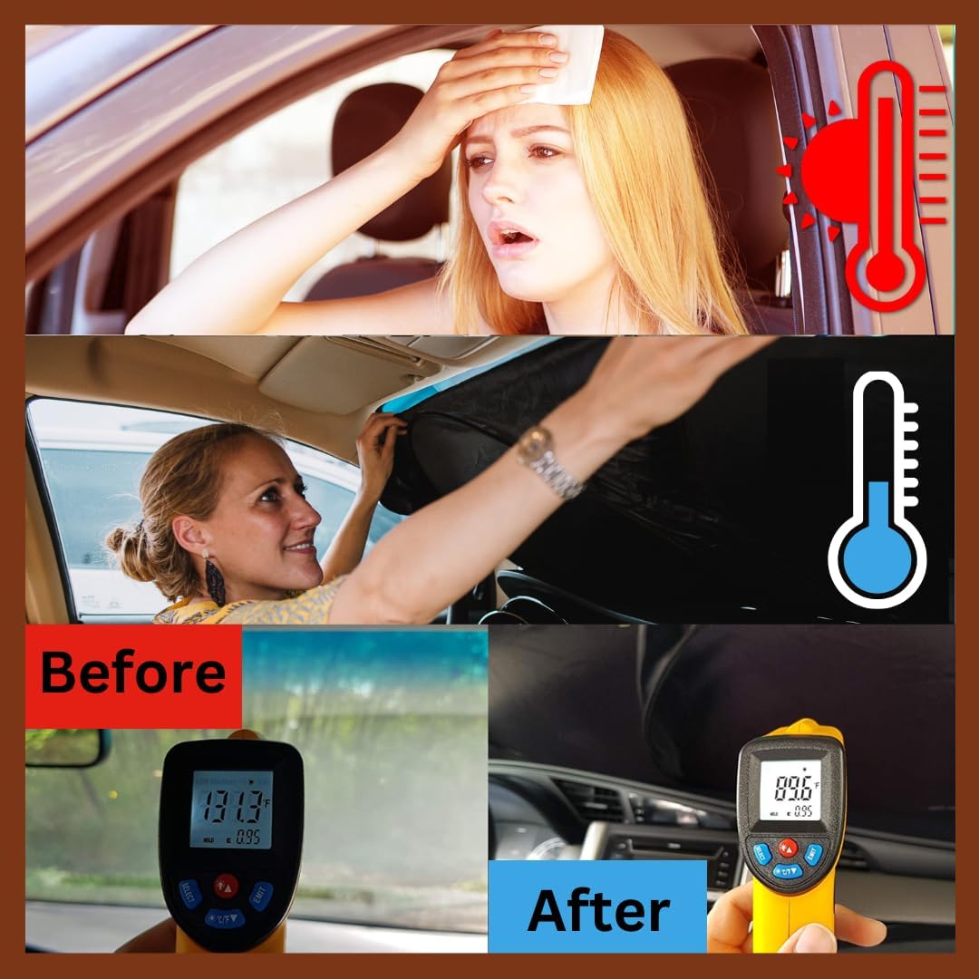 RV Windshield Sun Shade | fits Class-A | Certified 99.87% UVB & 99.02% UVA Protection Sun Shade. Award Winning Sunshade for Car Windshield with Patented Technology. Car Window Shades by Kinder Fluff