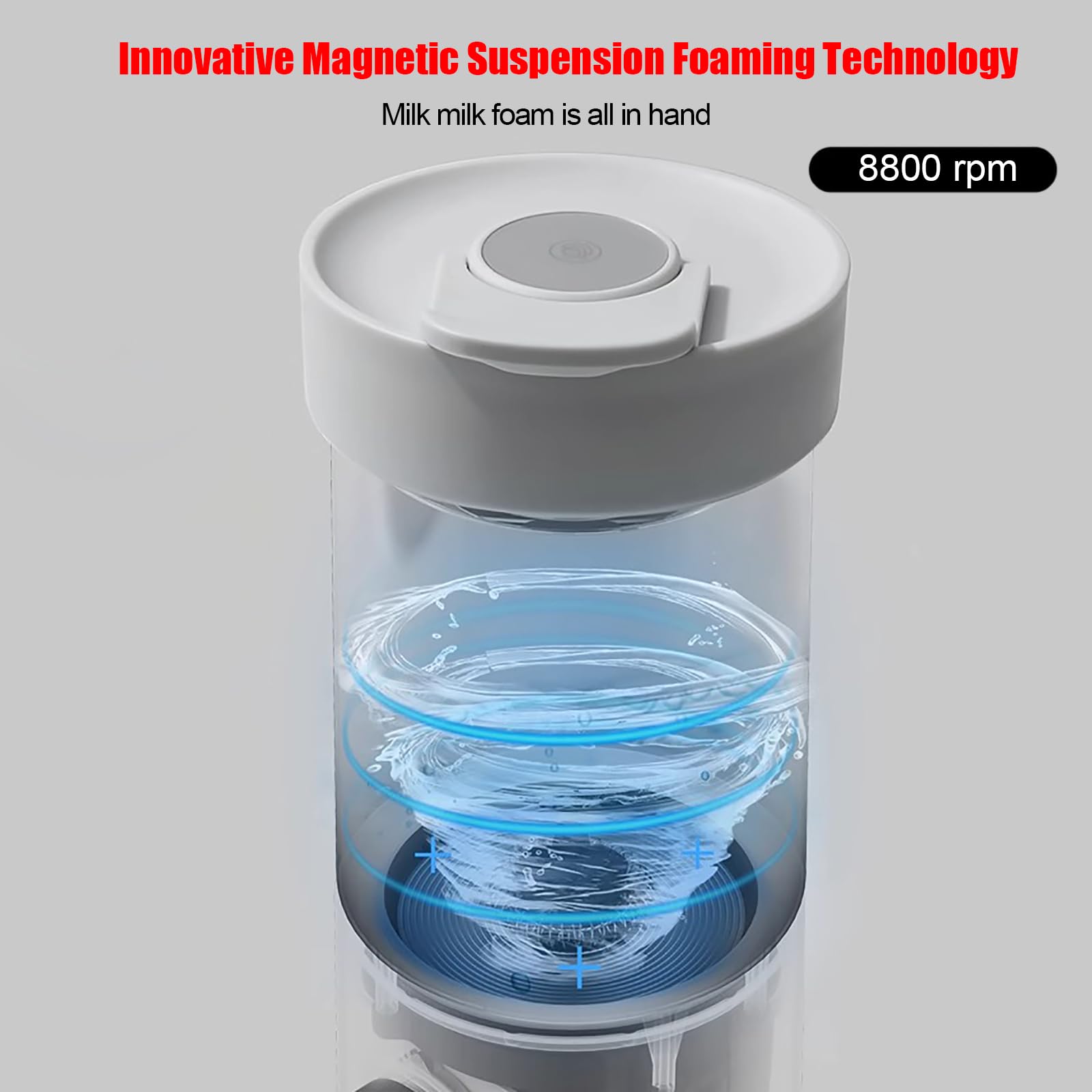 Elektryczny spieniacz do mleka, automatyczny spieniacz do mleka, 300 ml, z ekranem dotykowym LED, łatwe czyszczenie, inteligentna regulacja temperatury, 8800 obr./min do latte, cappuccino, gorącej