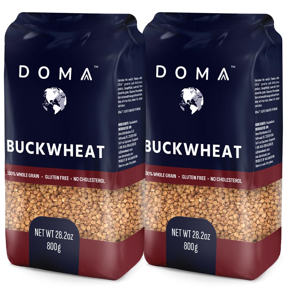 DOMA Toasted Buckwheat Groats 3.5lb (2×1.76lb, 36 Servings) Gluten-Free, Premium Whole Grain for Porridge, Kasha, Side Dishes, Milling into Flour, 5g
