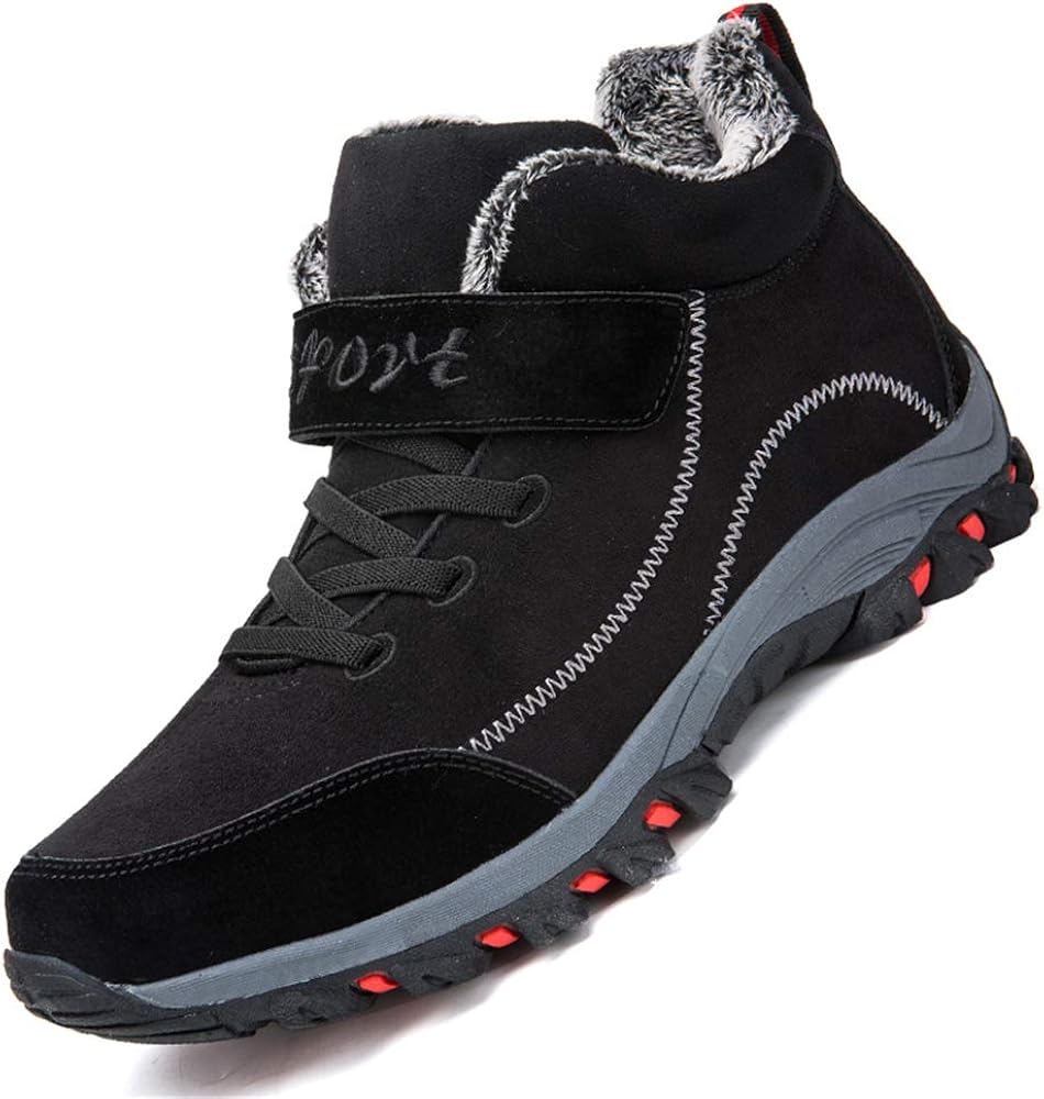 Snow Boots, Men's NonSlip Waterproof Cotton Boots Padded & Velcro