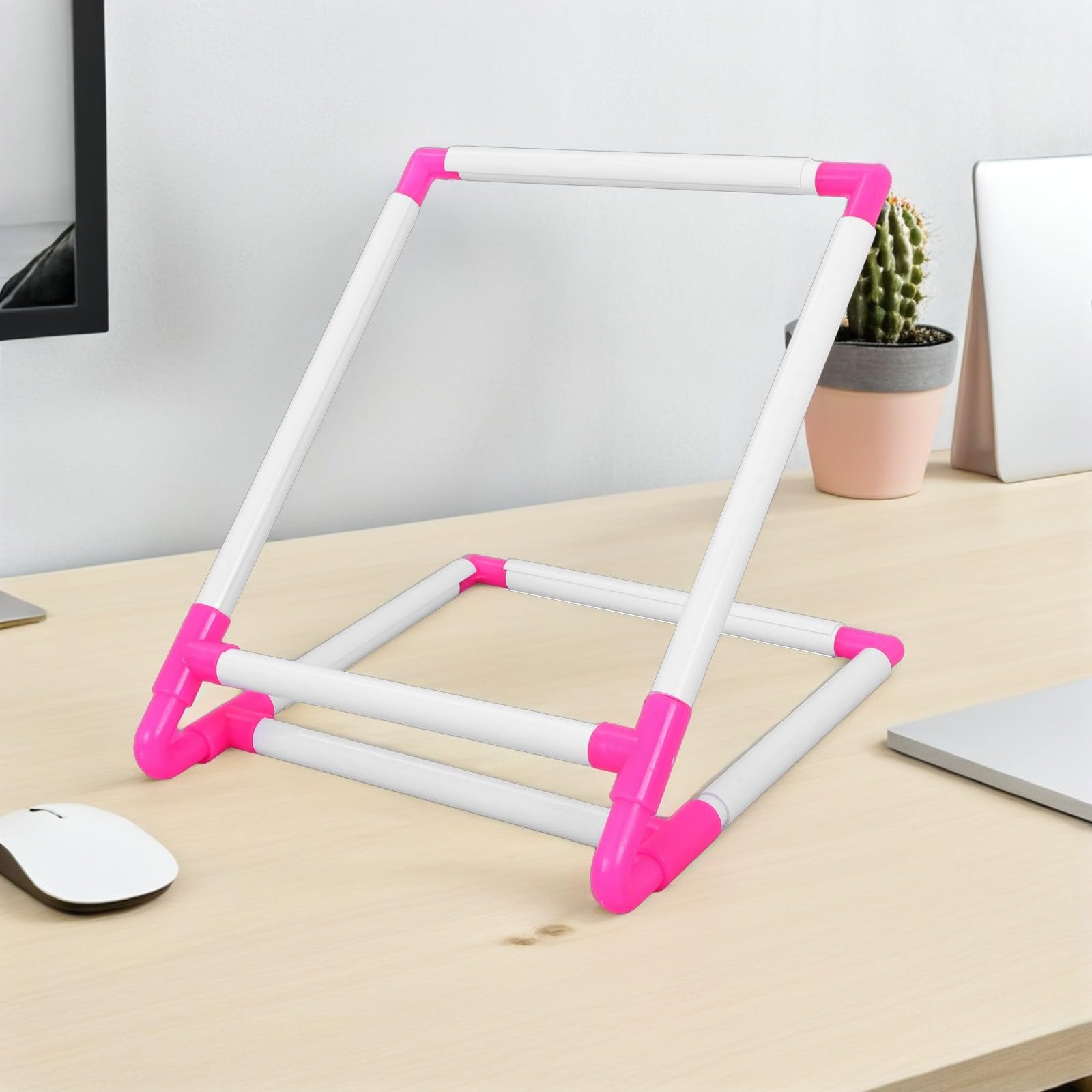 STOBAZA Cadre de Broderie en Pvc Blanc Stable et Facile à Détacher, Support à Point de Croix pour Broderie sur Table, Étagère Pratique pour Projet DIY