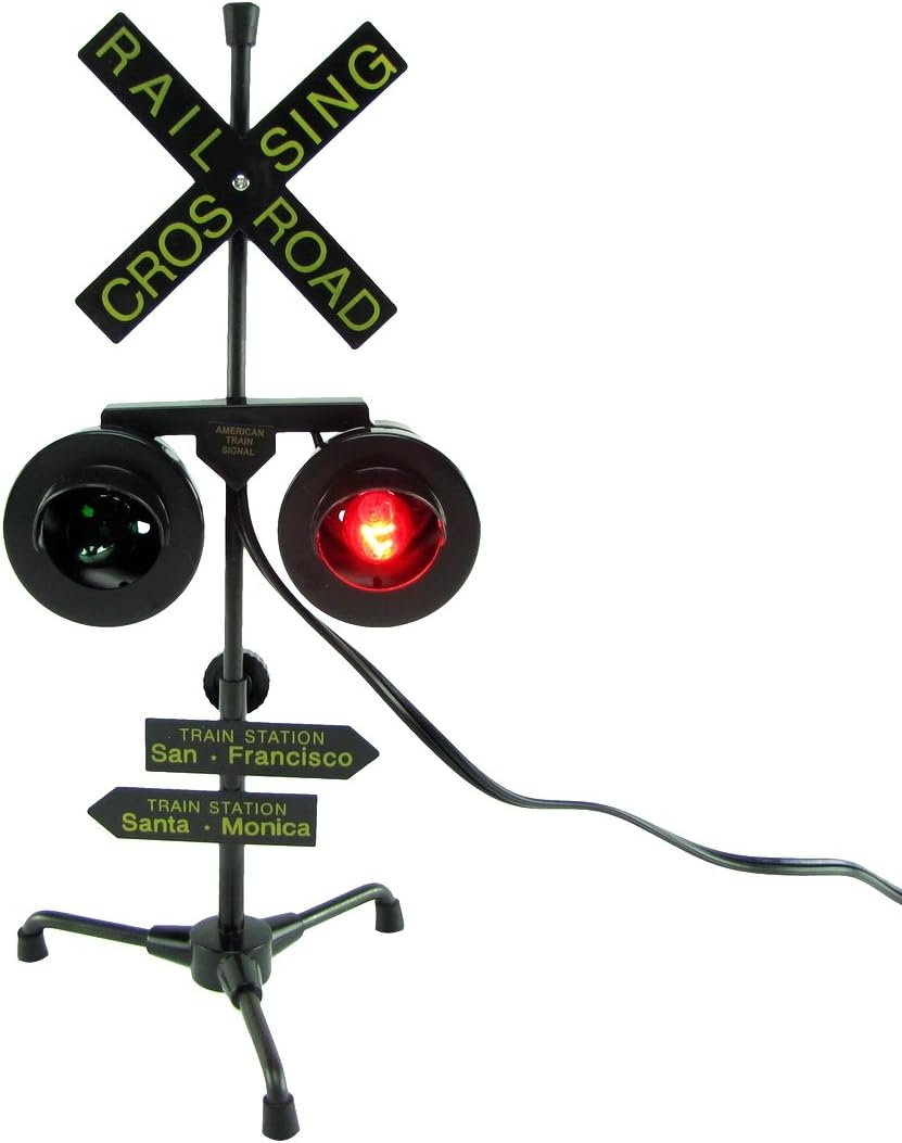 Treasure Gurus Railroad Crossing Signal Flashing Red Lights Desk Lamp RR Xing Train Sign Light