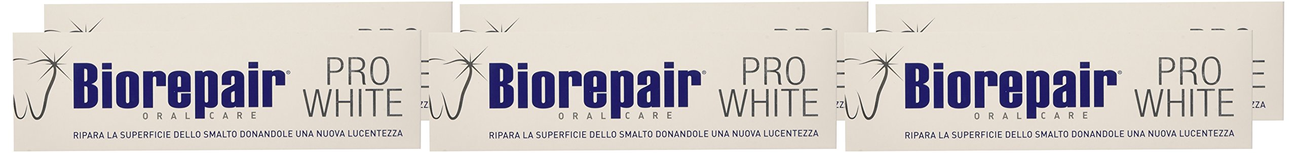 Biorepair Pro White Dentifricio, Restituisce il Bianco Naturale al Tuo Sorriso, 75 ml - 6 Confezioni