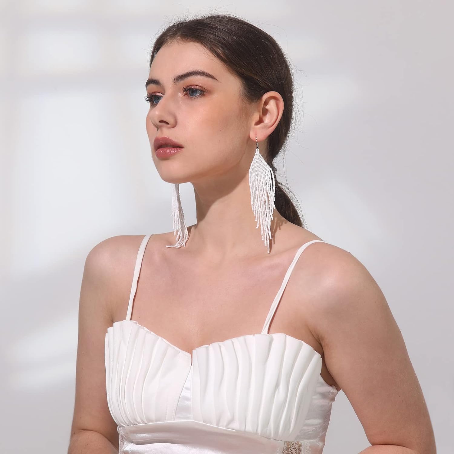 Handmade Beaded Tassel Earrings - Boho Drop Fringe Earrings for Women, Native American Indian Earrings - Image 4