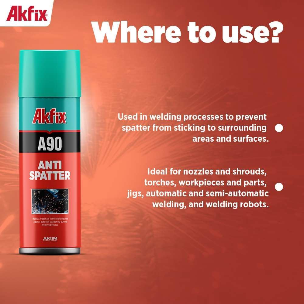 Akfix A90 Anti Spatter Welding Spray (12x12 Oz.) - Heavy Duty Welding Anti-Spatter Spray for Arc, MIG and TIG tips, Non-Flammable Anti Splatter Welding Spray for Safe Welding | 12 Oz. 12 Pack