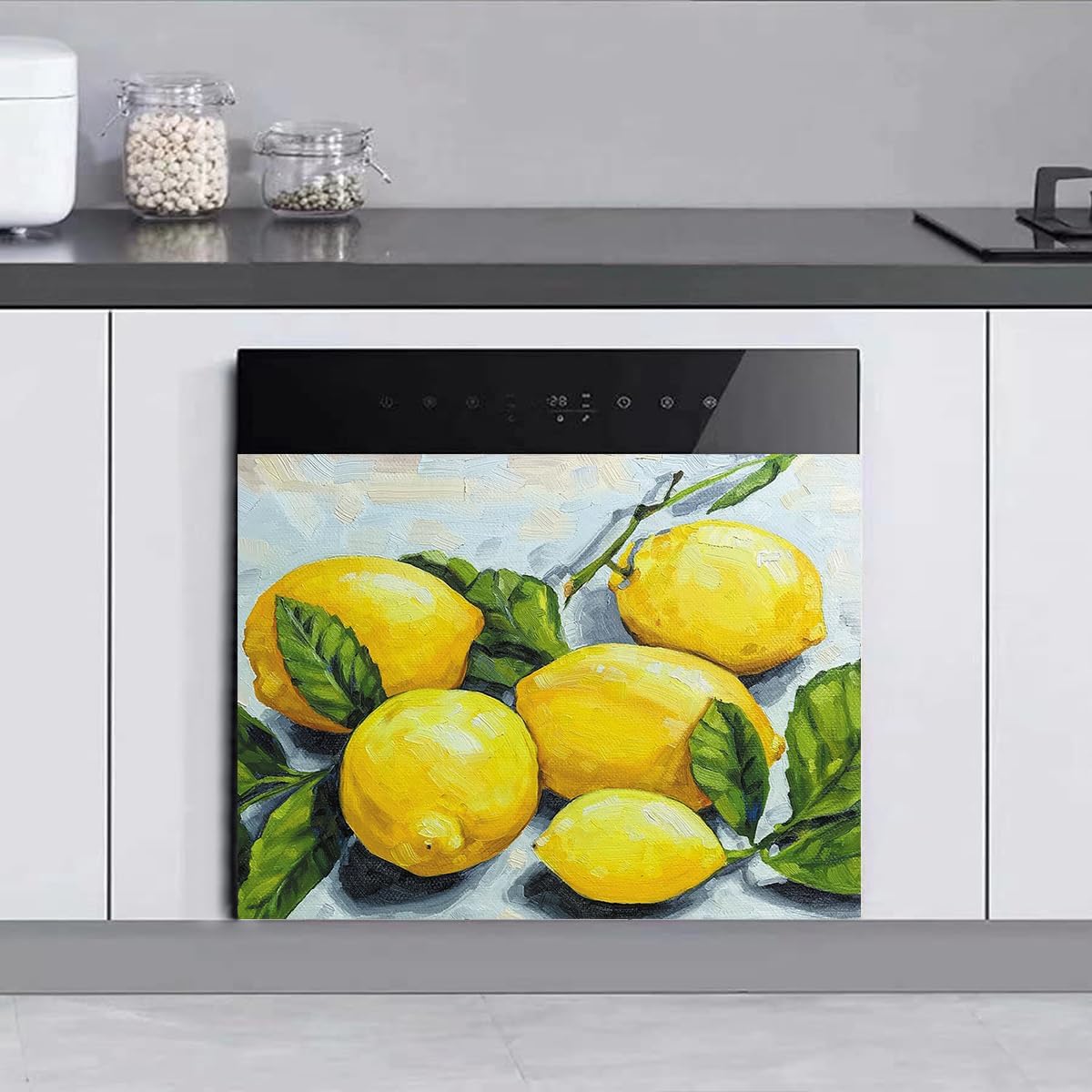Oil Painting Lemon Decor Dishwasher Magnet Cover Sticker Farmhouse Magnetic Refrigerator Panels Decal Fridge Magnets Stickers 23" Wx17 H