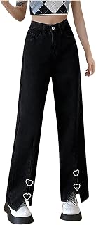 DIYIOUZHOU Women's Flare Bell Bottom Jeans, Birthday Elasticated Jean Winter Floofy Cigarette Oversized Denim Hi Waist Split Loose Fitting Solid Color Jean Yellow,Green