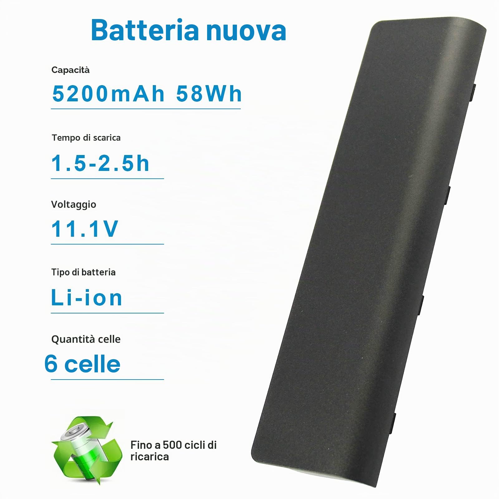 ASUNCELL Batteria per laptop per HP COMPAQ Presario CQ32 CQ42 CQ56 CQ62 CQ72 Pavilion DV5-2000 DV6-3000 DV6-6000 DV7-1400 DV7-5000 G6 G7 DV7-6000 593553-001 593554-001 593562-001 MU06 MU09 636631-001
