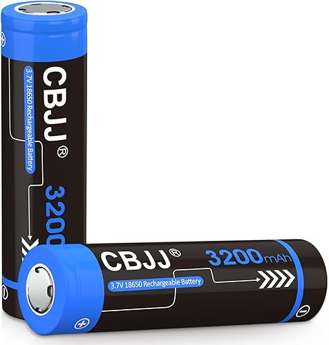 CBJJ Batería recargable de 3,7 voltios 3200 mAh, batería de alta capacidad de 3,7 voltios para linterna, faro, paquete de 2