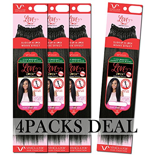 [4PACKS DEAL] VIVICA A FOX HUMAN HAIR BLENDED LOVELOCK CROCHET BRAID 18" / 25 STRANDS - NATURAL PERM (1B)