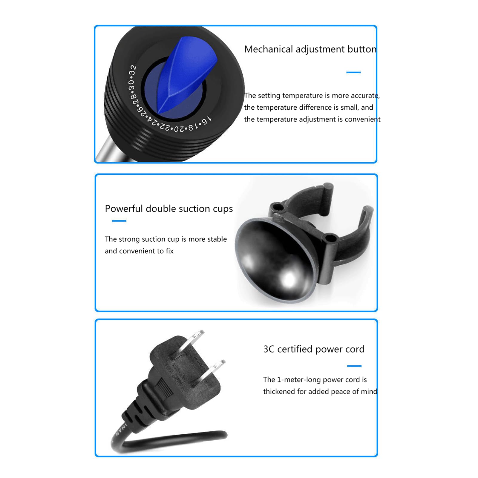 Acquario Riscaldamento Rod Termostato Automatico Piccolo riscaldatore con Ventose,1000W