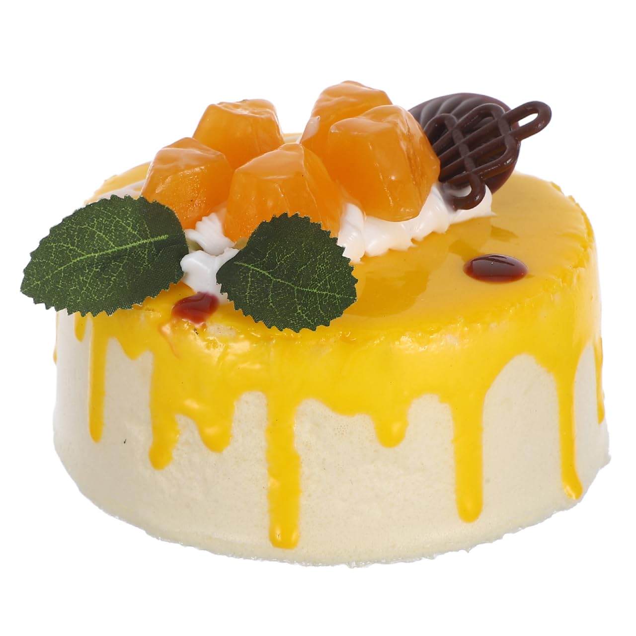 Amosfun Fake Birthday Cake Artificial Fruit Cake Bakery Shop Cake Display Model Party Decoration Yellow