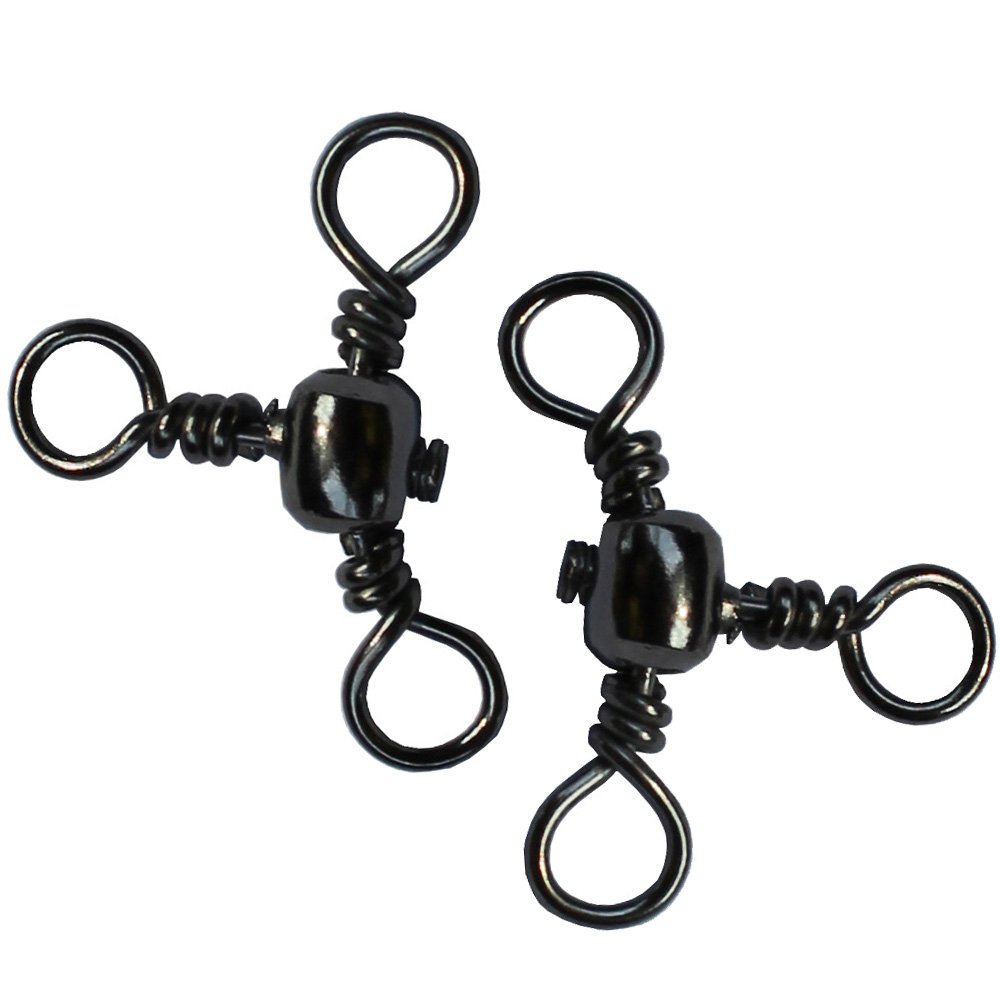 Luengo 100pcs Three Way Barrel Fishing Swivels Triple Rolling Fishing Connector (100pcs 4#)