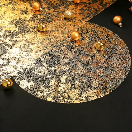 Noctiflorous Round Gold Placemats 14 Inch Set Of 24 Indoor Outdoor Disposable Place Mats For Dinning Table For Wedding Party Birthday Thanksgiving Halloween Christmas cover