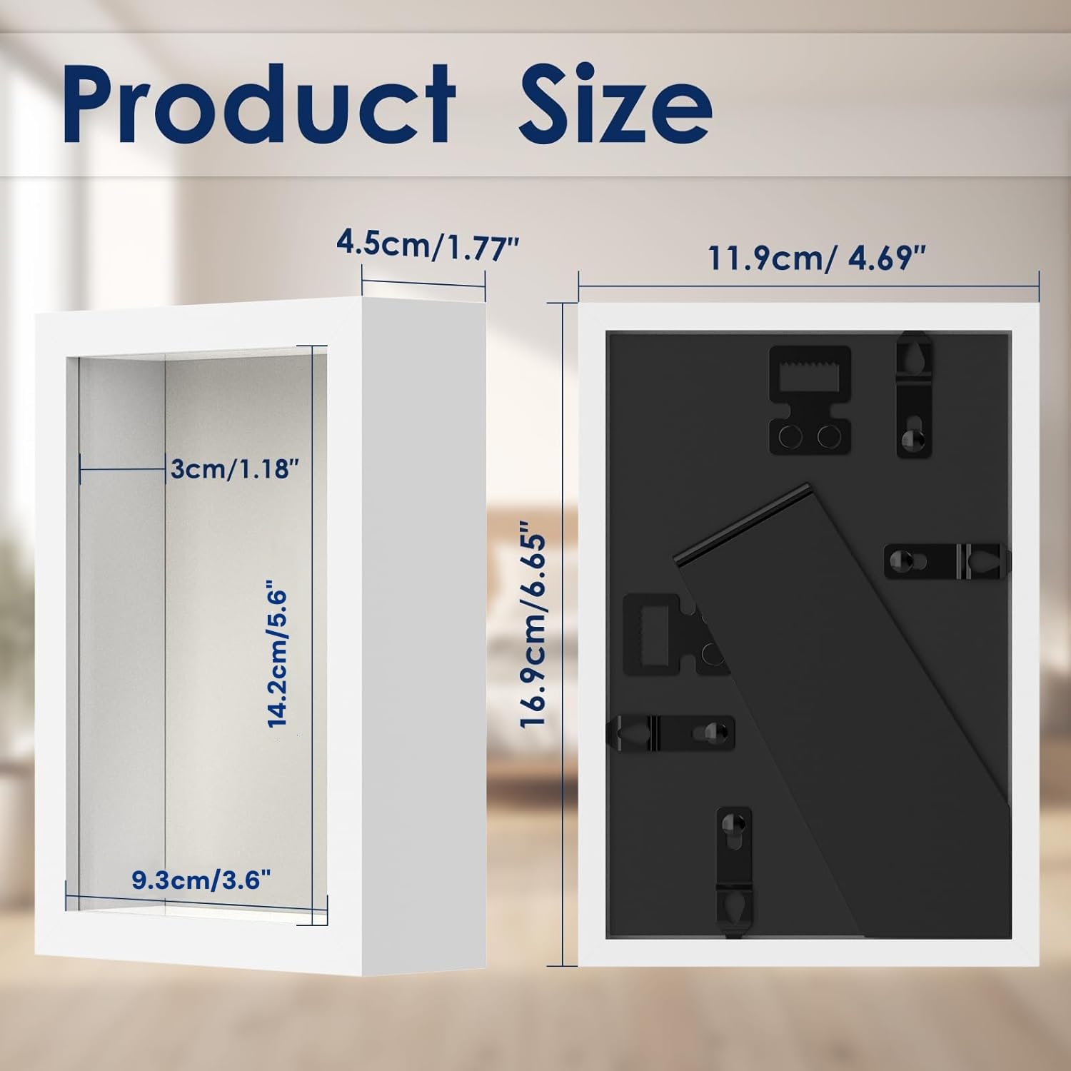 Cornice Portafoto 3D In Legno 15x20 Cm - Per Ricordi, Fiori Secchi, Souvenir