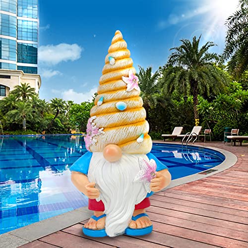 Enchanting Solar-Powered Beach Gnome Statue - Delightful Garden Gnomes, Captivating Outdoor Decor, Distinctive Garden Sculptures & Statues, Ideal Housewarming Gift For Coastal Charm Enthusiasts #TOP1