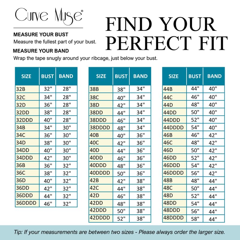 Curve Muse - Reggiseno da Donna Plus Size Unlined Underwire Lace con Cinghie Cushion