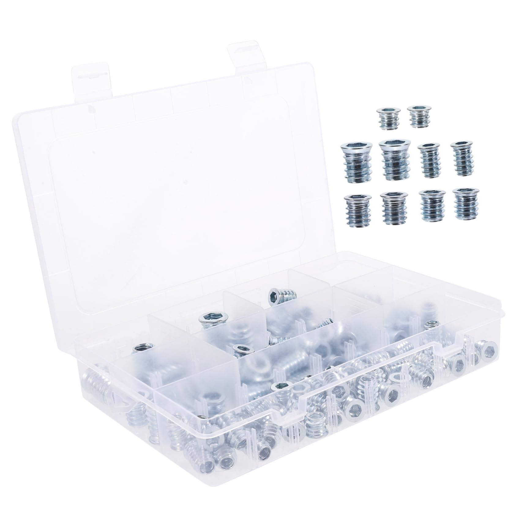 HOLIDYOYO 100pcs Plated Threaded Inserts for Wood Furniture Fasteners Reliable Assortment for Easy Installation of Hardware Nuts