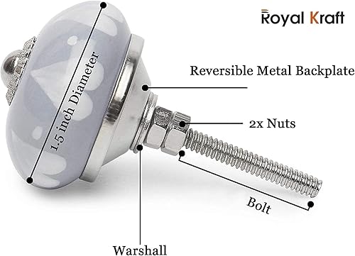 Miniatura 7 de Royal Kraft Sknob017 - Perillas de cerámica pintadas a mano vintage para armario de cocina, puerta y cajón, armario, armario (juego de 10)