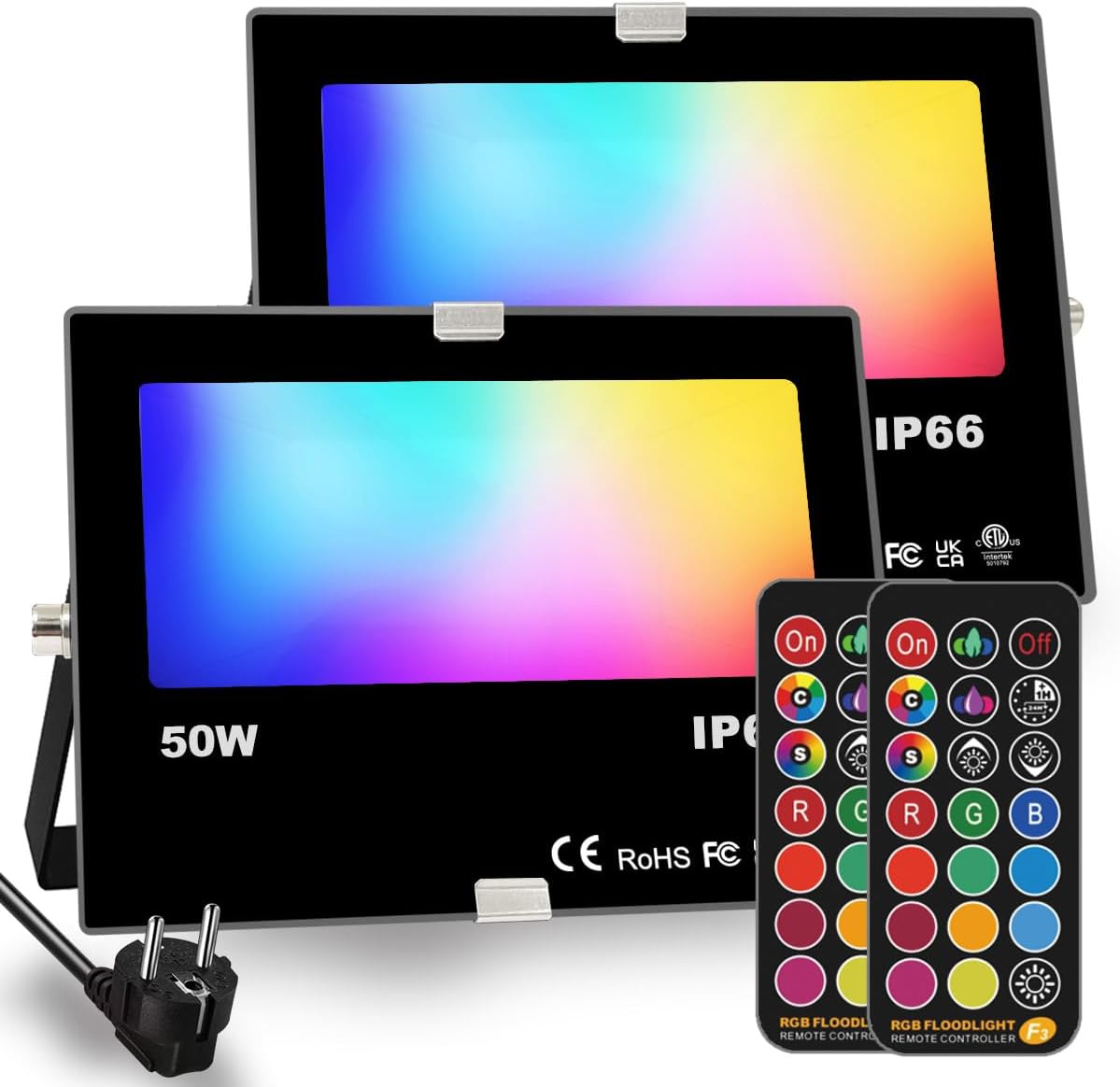 Proiettore LED RGB Con Telecomando Proiettore Da Esterno Nero 2x 10W | Leroy Merlin - Foto 2