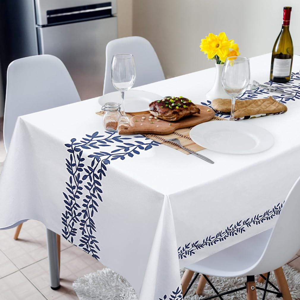 Ausurme Patterned Table Cloth,Wipeable Tablecloth, Pvc Plastic Rectangular Table Cover Protector,Waterproof Wipe Clean Tablecloth For Kitchen Dining Indoor Outdoor Picnic - 140X180cm