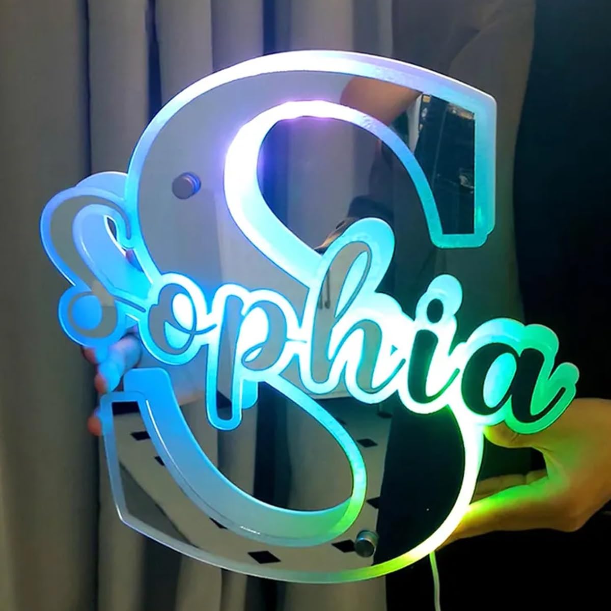 Luces LED Personalizadas, Luces De Neón Con Iniciales Personalizadas, Luces De Neón Con Espejo Acrílico, Decoración De Hogar De Mesa, Arte De Pared Para Dormitorio, Letreros Luminosos Con Nombre